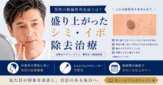 男性の脂漏性角化症 盛り上がったシミ・茶色いイボ除去 大宮中央クリニックメンズ